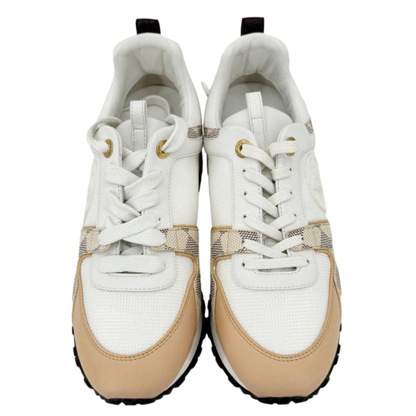 LOUIS VUITTON Run Away Calfskin Damier Azur Sneakers White Size 36.5