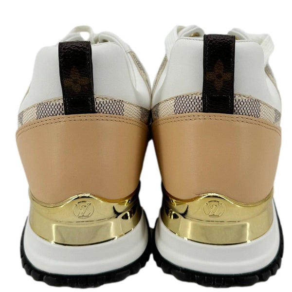 LOUIS VUITTON Run Away Calfskin Damier Azur Sneakers White Size 36.5