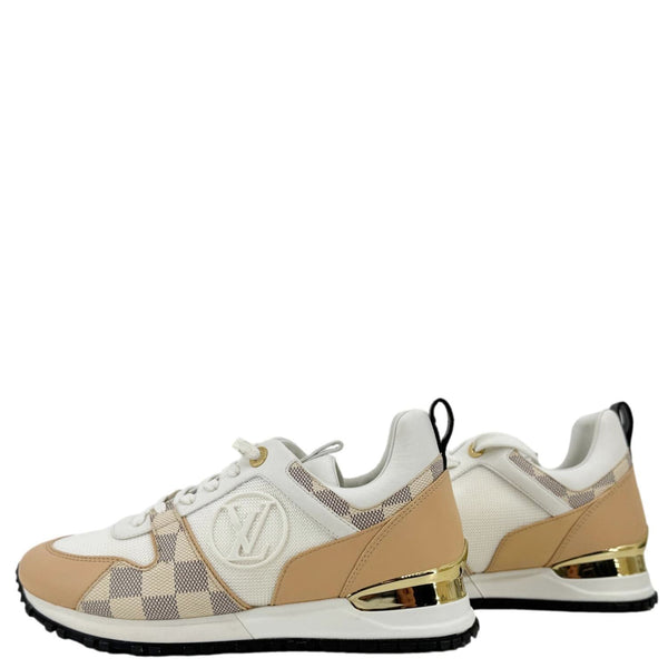 LOUIS VUITTON Run Away Calfskin Damier Azur Sneakers White Size 36.5