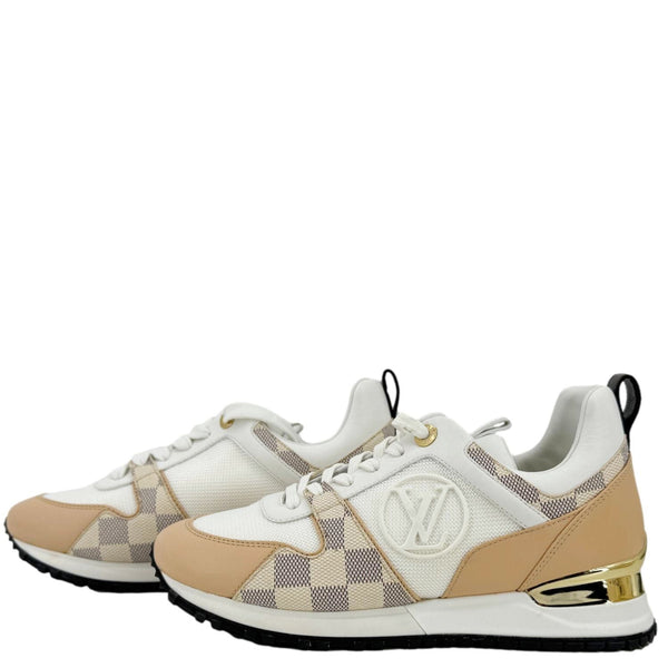 LOUIS VUITTON Run Away Calfskin Damier Azur Sneakers White Size 36.5