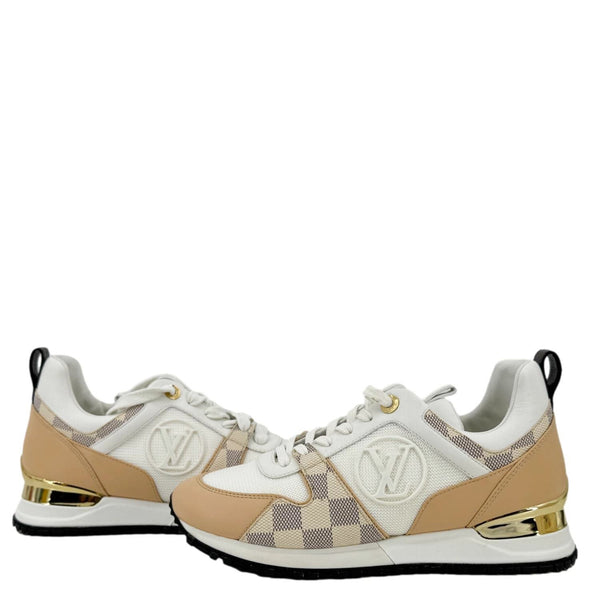 LOUIS VUITTON Run Away Calfskin Damier Azur Sneakers White Size 36.5