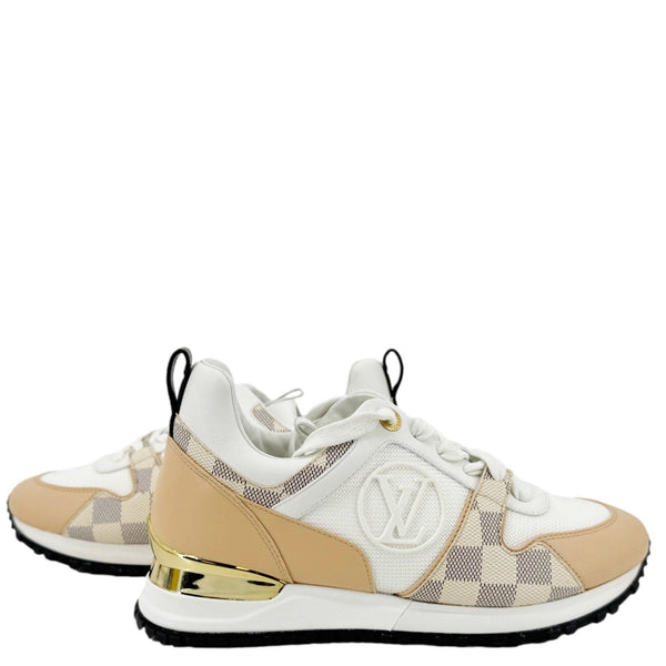 LOUIS VUITTON Run Away Calfskin Damier Azur Sneakers White Size 36.5
