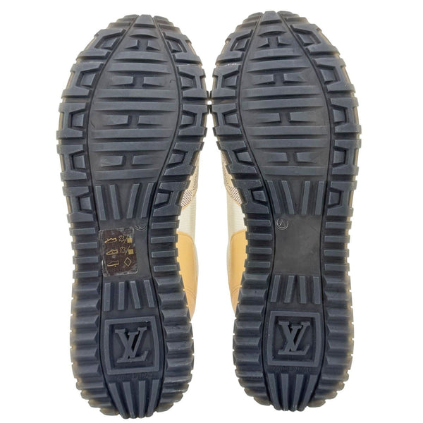 LOUIS VUITTON Run Away Calfskin Damier Azur Sneakers White Size 36.5