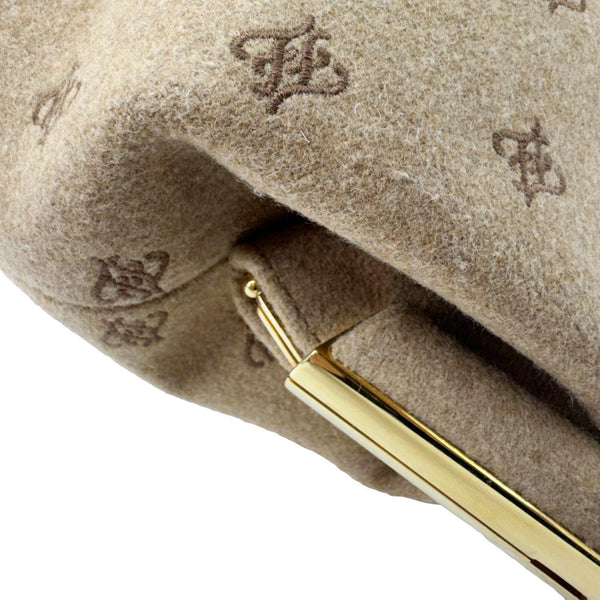 FENDI First Medium Karligraphy-Embroidered Flannel Shoulder Bag Camel