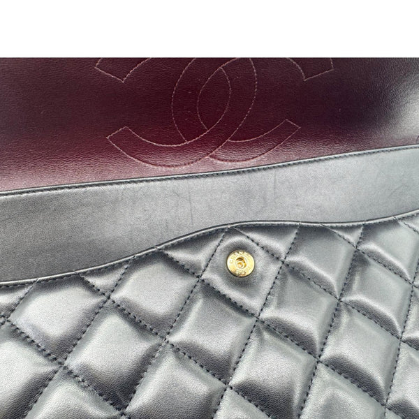 CHANEL Maxi Classic Double Flap Calfskin Leather Shoulder Bag Black