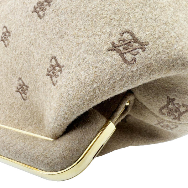 FENDI First Medium Karligraphy-Embroidered Flannel Shoulder Bag Camel