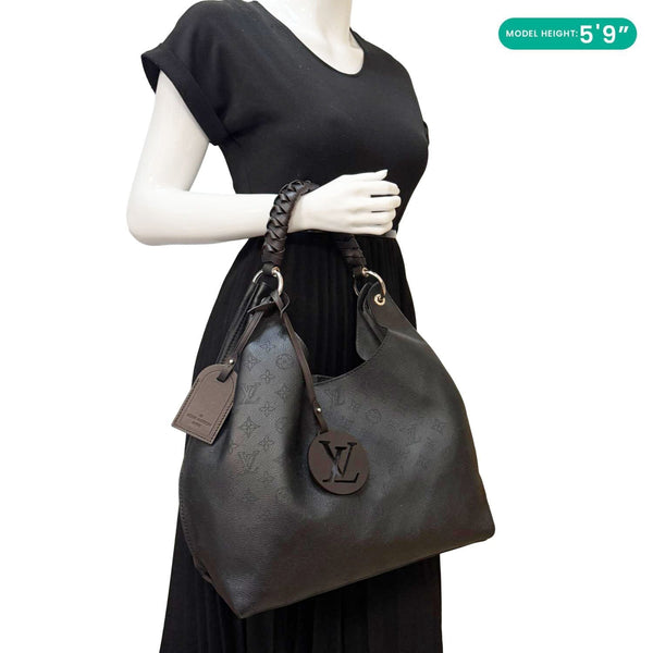 LOUIS VUITTON Carmel Mahina Leather Hobo Bag Black