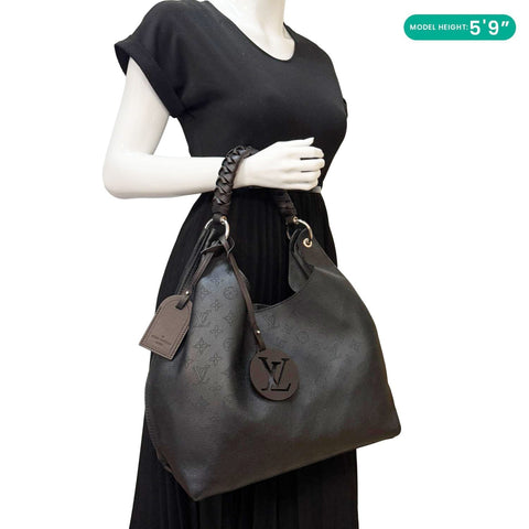 LOUIS VUITTON Carmel Mahina Leather Hobo Bag Black