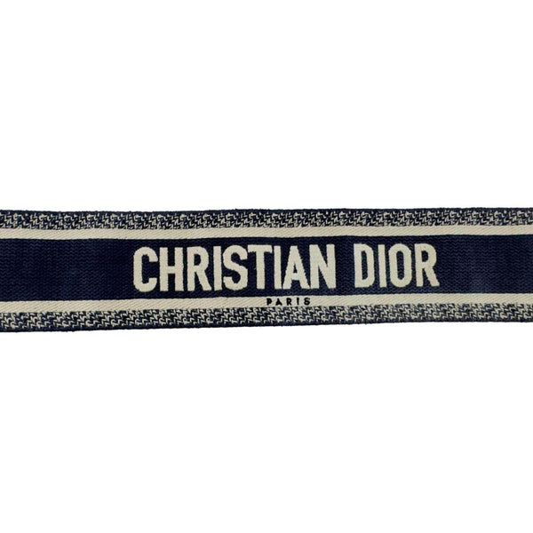 CHRISTIAN DIOR Embroidered Canvas Shoulder Strap Navy Blue