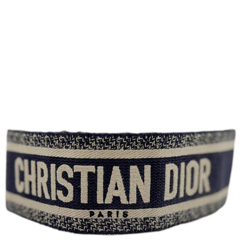 CHRISTIAN DIOR Embroidered Canvas Shoulder Strap Navy Blue