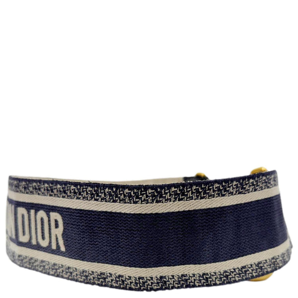 CHRISTIAN DIOR Embroidered Canvas Shoulder Strap Navy Blue