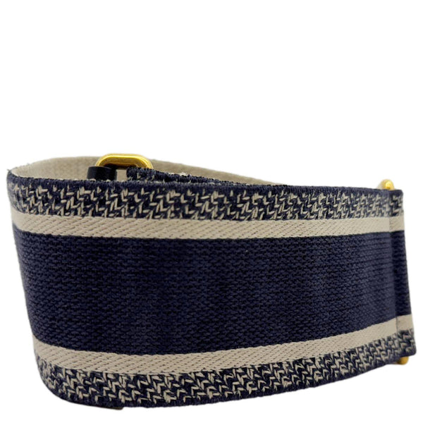 CHRISTIAN DIOR Embroidered Canvas Shoulder Strap Navy Blue