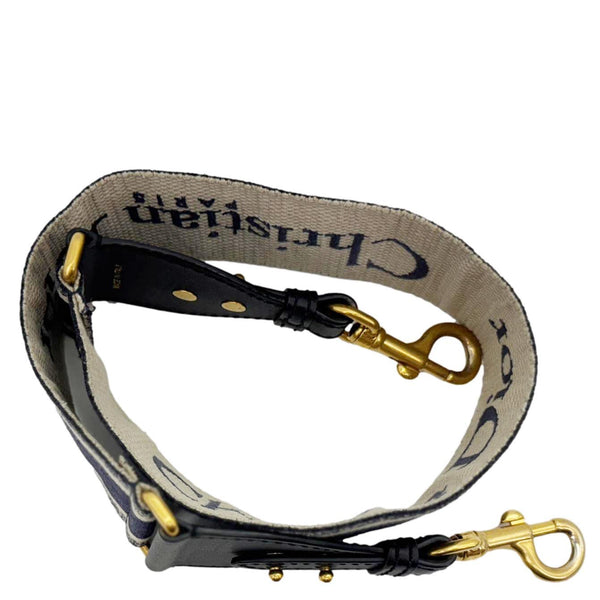CHRISTIAN DIOR Embroidered Canvas Shoulder Strap Navy Blue