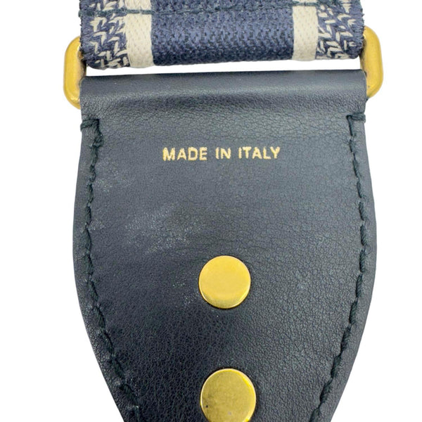 CHRISTIAN DIOR Embroidered Canvas Shoulder Strap Navy Blue