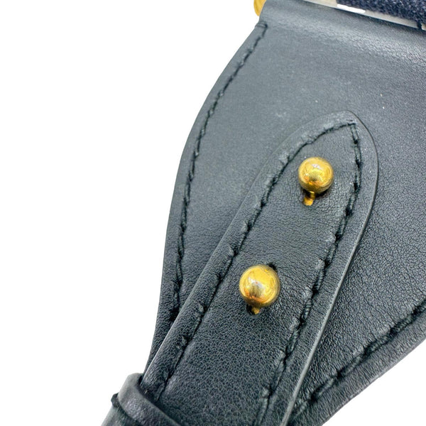 CHRISTIAN DIOR Embroidered Canvas Shoulder Strap Navy Blue