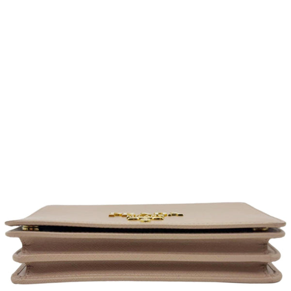 PRADA Soft Calfskin Saffiano Leather Chain Shoulder Bag Cipria