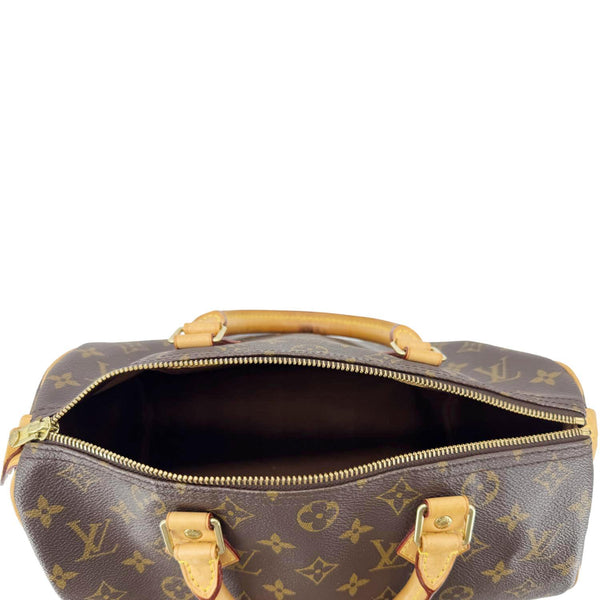 LOUIS VUITTON Speedy 30 Monogram Canvas Satchel Bag Brown