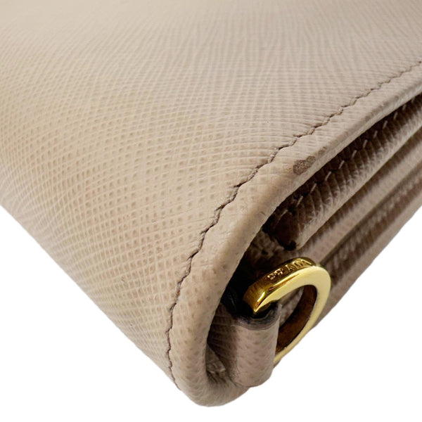 PRADA Soft Calfskin Saffiano Leather Chain Shoulder Bag Cipria