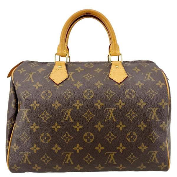 LOUIS VUITTON Speedy 30 Monogram Canvas Satchel Bag Brown