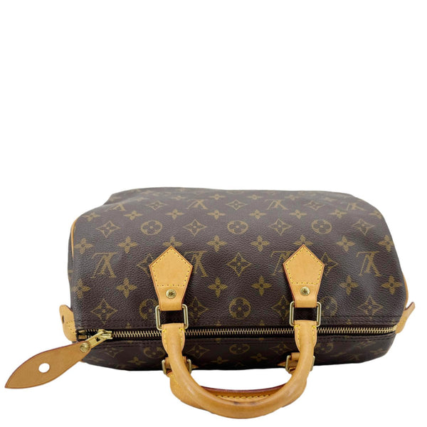LOUIS VUITTON Speedy 30 Monogram Canvas Satchel Bag Brown