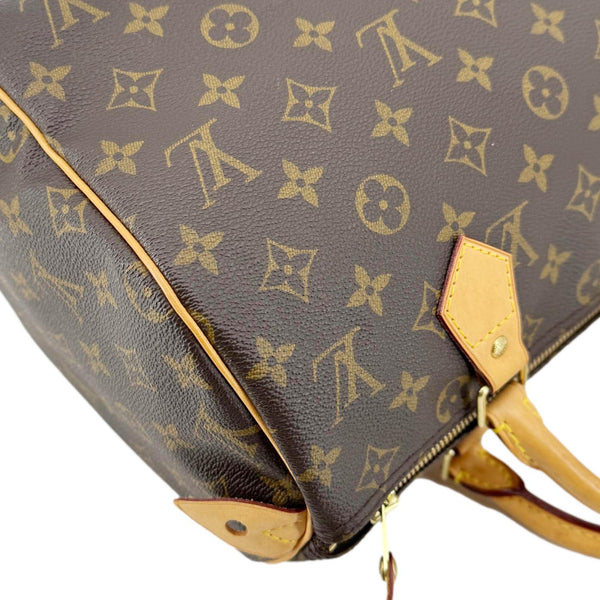 LOUIS VUITTON Speedy 30 Monogram Canvas Satchel Bag Brown