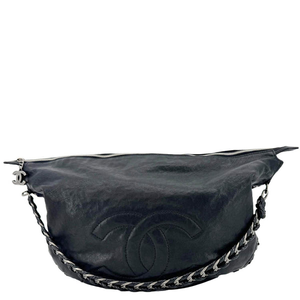 CHANEL Modern Chain Calfskin Leather Hobo Bag Black