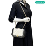 CHANEL Braided Saddle Flap Quilted Lambskin Crossbody Bag Bicolor