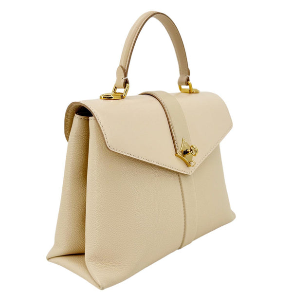 LOUIS VUITTON Rose Des Vents PM Grained Leather Top Handle Crossbody Bag Creme