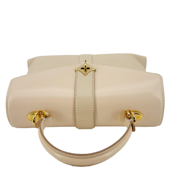 LOUIS VUITTON Rose Des Vents PM Grained Leather Top Handle Crossbody Bag Creme