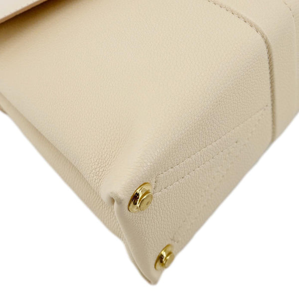 LOUIS VUITTON Rose Des Vents PM Grained Leather Top Handle Crossbody Bag Creme
