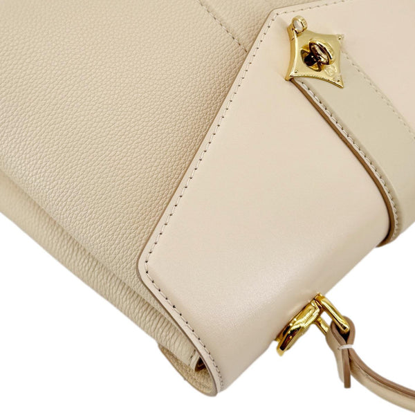 LOUIS VUITTON Rose Des Vents PM Grained Leather Top Handle Crossbody Bag Creme