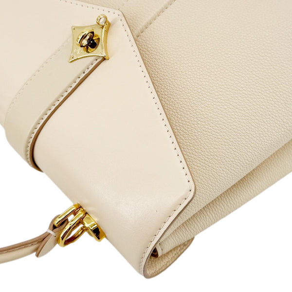 LOUIS VUITTON Rose Des Vents PM Grained Leather Top Handle Crossbody Bag Creme