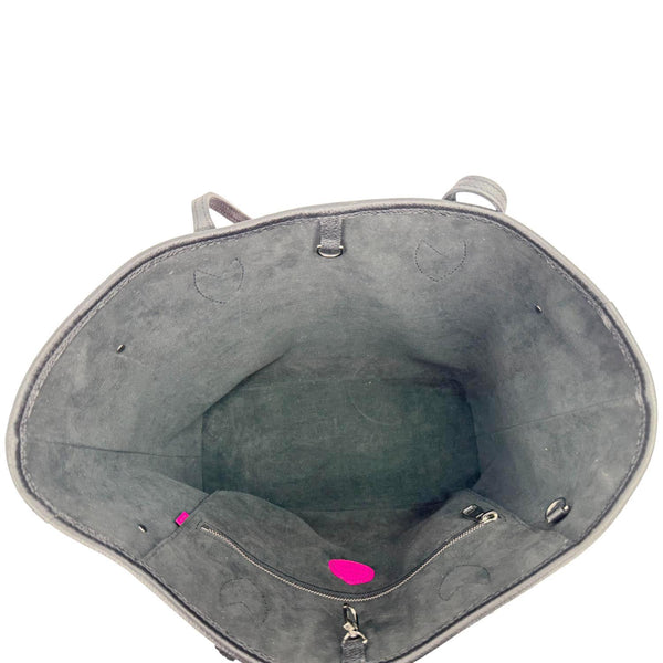 LOUIS VUITTON x YK Neverfull MM Infinity Dots Empreinte Leather Tote Bag Fuchsia