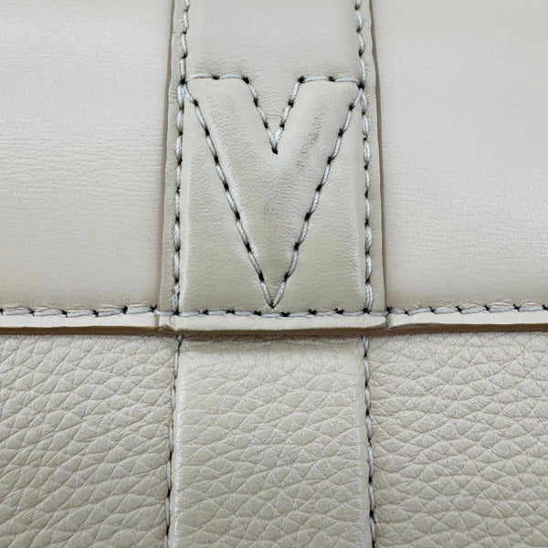 LOUIS VUITTON Rose Des Vents PM Grained Leather Top Handle Crossbody Bag Creme