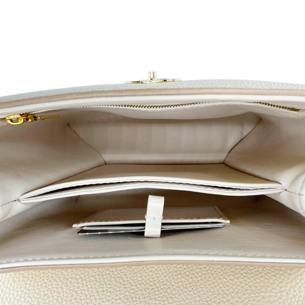 LOUIS VUITTON Rose Des Vents PM Grained Leather Top Handle Crossbody Bag Creme