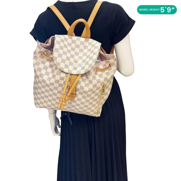 LOUIS VUITTON Sperone Damier Azur Backpack Bag Rose Ballerine