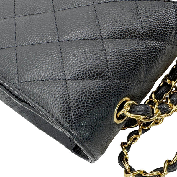 CHANEL Maxi Classic Double Flap Caviar Leather Shoulder Bag Black