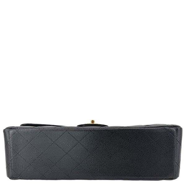 CHANEL Maxi Classic Double Flap Caviar Leather Shoulder Bag Black