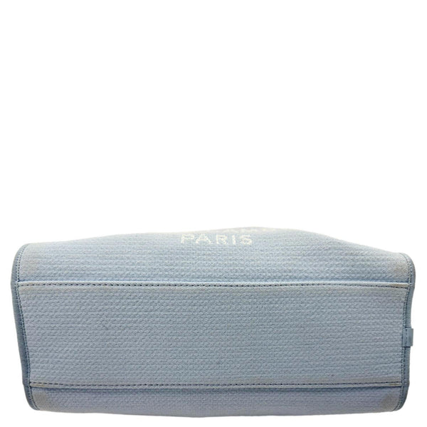 CHANEL Deauville Small Canvas Bowling Tote Bag Light Blue