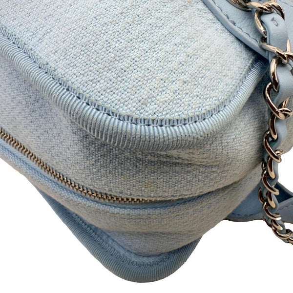 CHANEL Deauville Small Canvas Bowling Tote Bag Light Blue