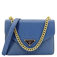 Prada Metal Triangle Envelope Chain Shoulder Bag in Blue