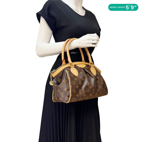 LOUIS VUITTON Tivoli PM Monogram Canvas Satchel Bag Brown