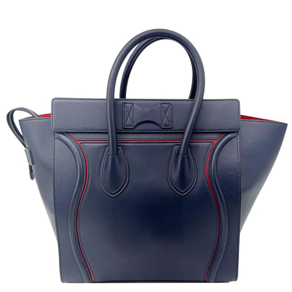 CELINE Luggage Leather Satchel Bag Blue