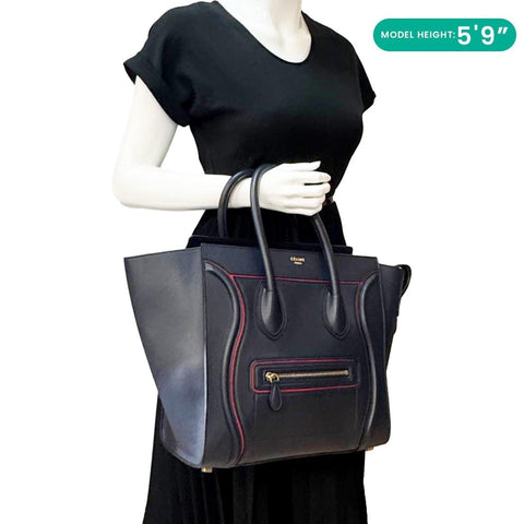 CELINE Luggage Leather Satchel Bag Blue