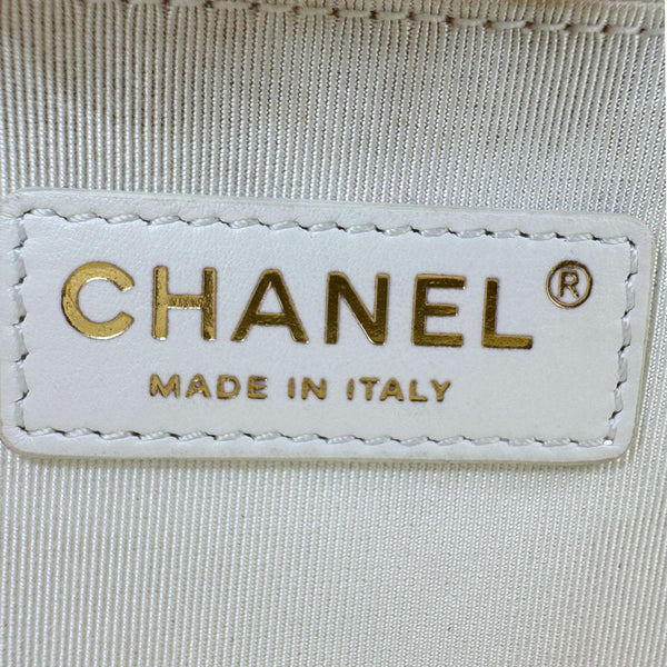 CHANEL Boy Flap Medium Perforated Lambskin Leather Shoulder Bag Light Gold