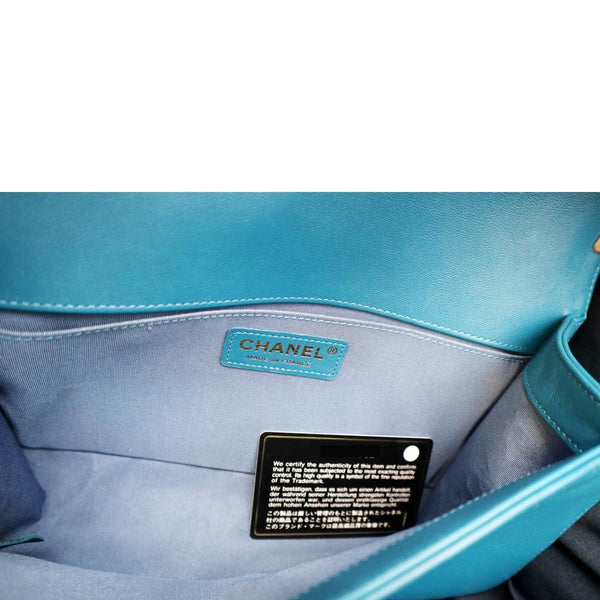 CHANEL Medium Boy Flap Chevron Quilted Calfskin Shoulder Bag Blue