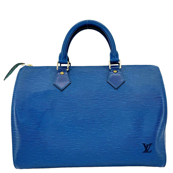 LOUIS VUITTON Speedy 30 Epi Leather Satchel Bag Blue