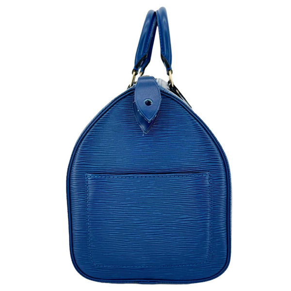 LOUIS VUITTON Speedy 30 Epi Leather Satchel Bag Blue