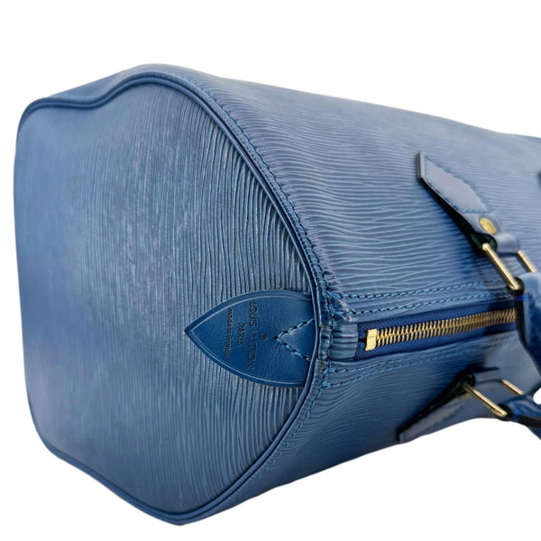 LOUIS VUITTON Speedy 30 Epi Leather Satchel Bag Blue