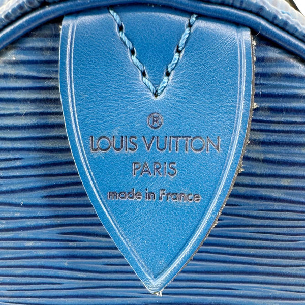 LOUIS VUITTON Speedy 30 Epi Leather Satchel Bag Blue